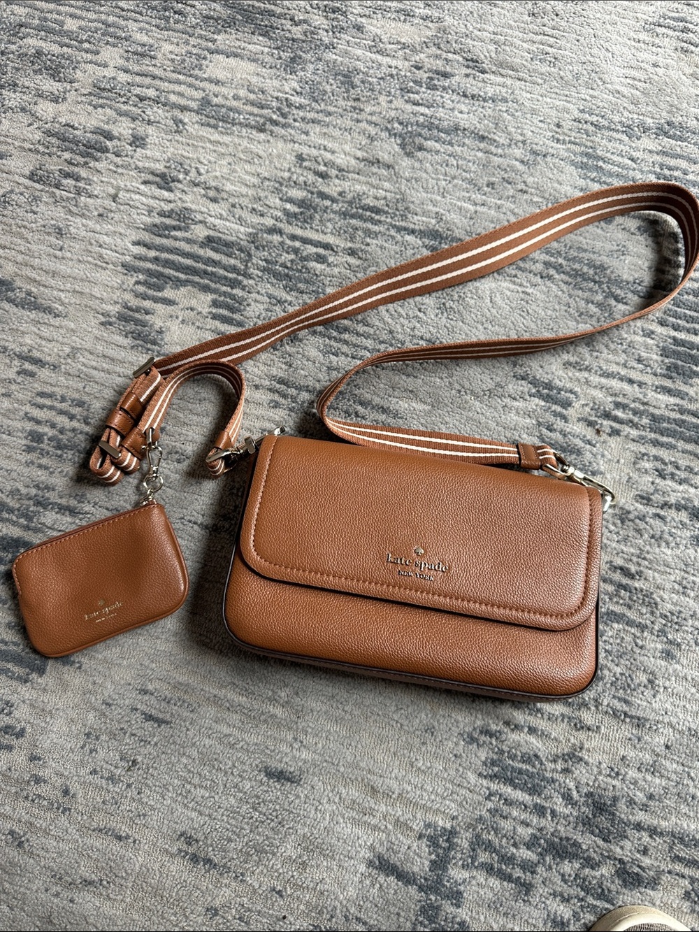 kate spade Tan Pebbled Leather Crossbody with Coin Pouch